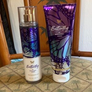 Bath & Body Works Butterfly Mist and Cream Set - Purple and White